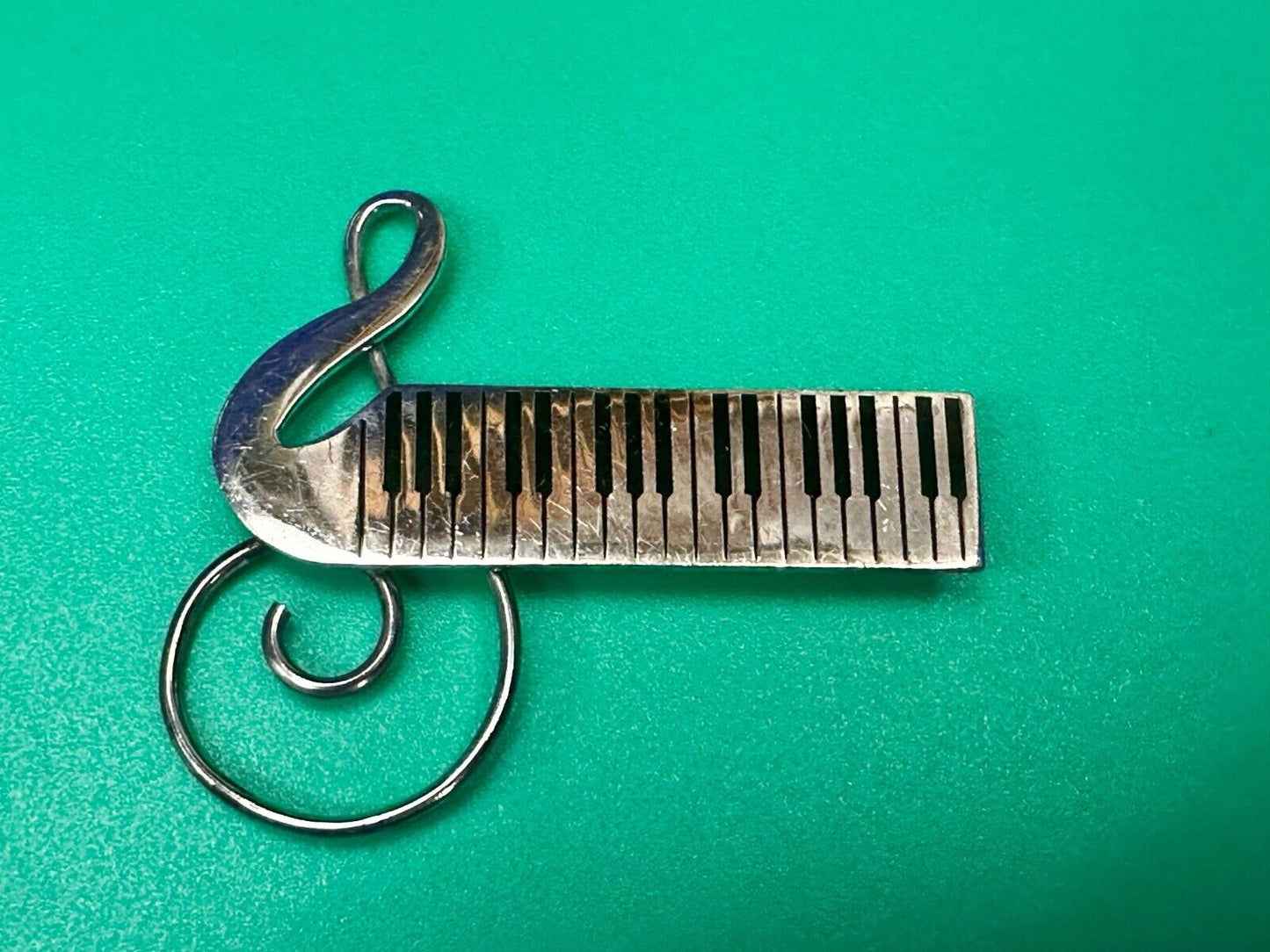 Treble Clef Piano Music Keyboard Musician Vtg. Brooch Pin Sterling 925 Mexico