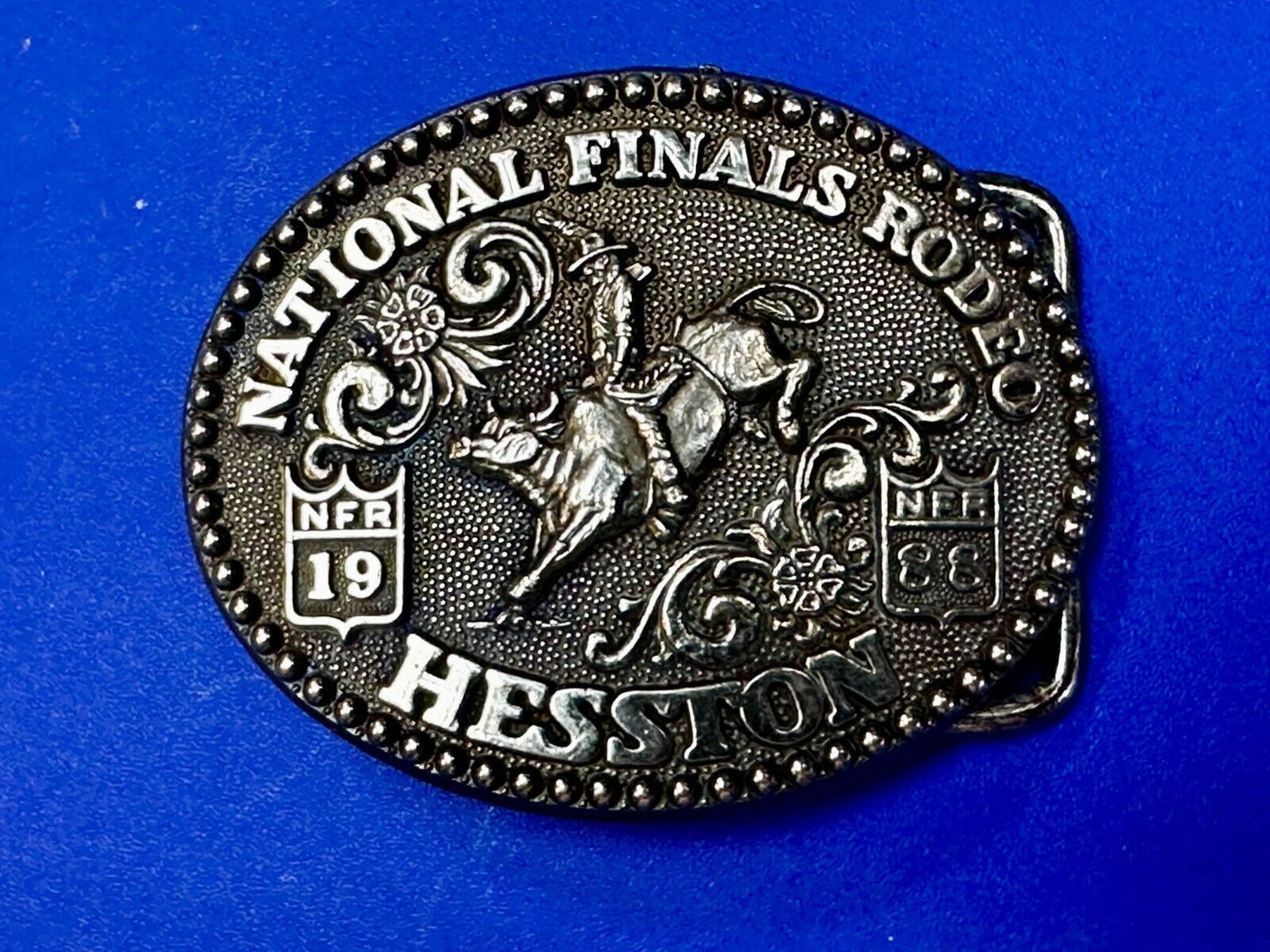 1986 Hesston National Finals Rodeo NFR Rodeo Cowboys NOS YOUTH SIZE Belt Buckle