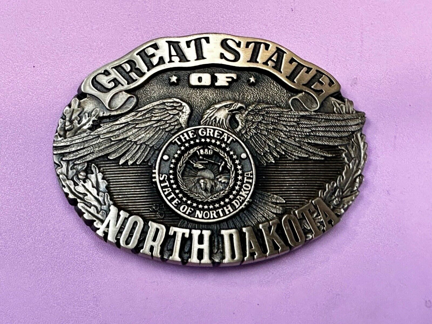 The Great State of North Dakota Vintage Award Design Medals 1st Edn Belt Buckle