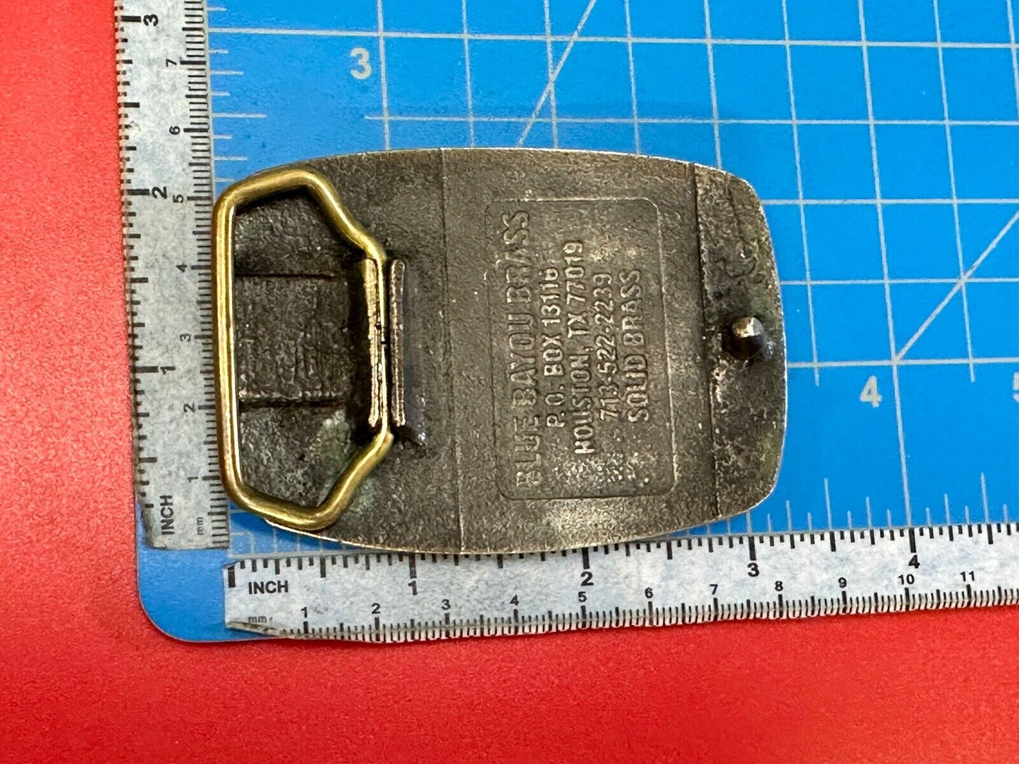 Vintage Brown Oil Tools INC Houston Texas Co belt buckle by Blue Bayou brass
