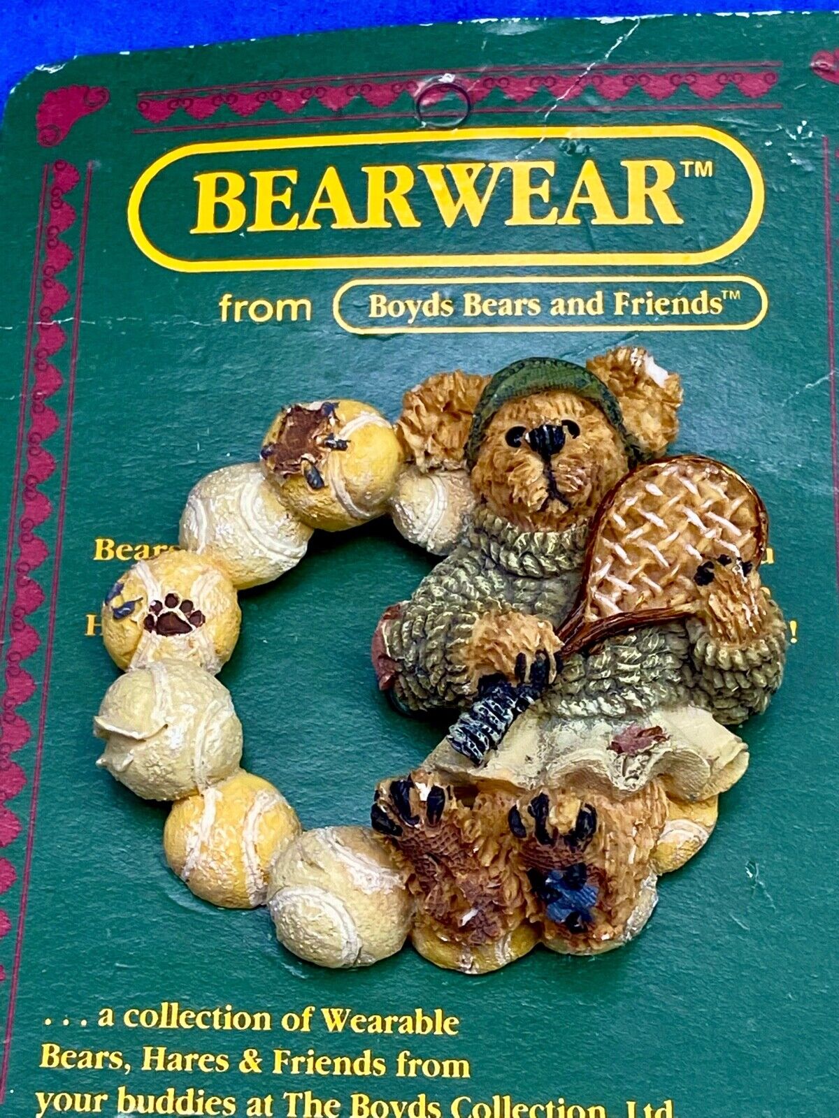Tennis Racket Ball Game Boyds Bears & Friends Bearware Collection Pin / Brooch