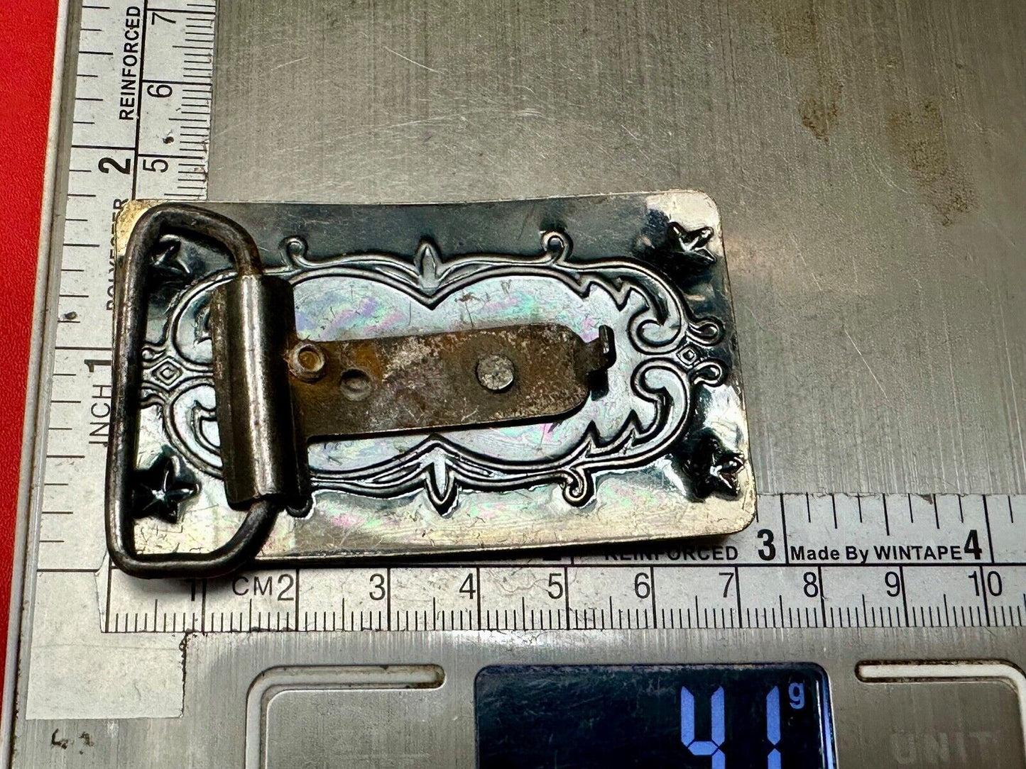 Vintage Covered Wagon Ornate belt buckle to restore