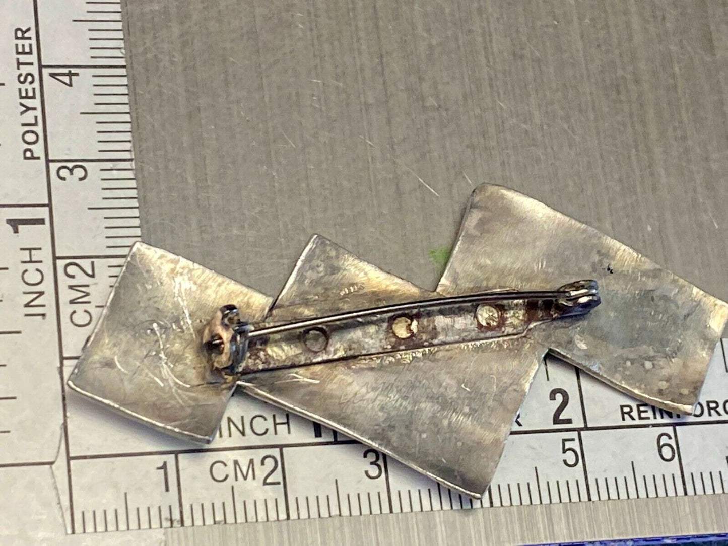Vintage Artisan Modern 925 Sterling Silver Brooch Pin Rectangles Triangles