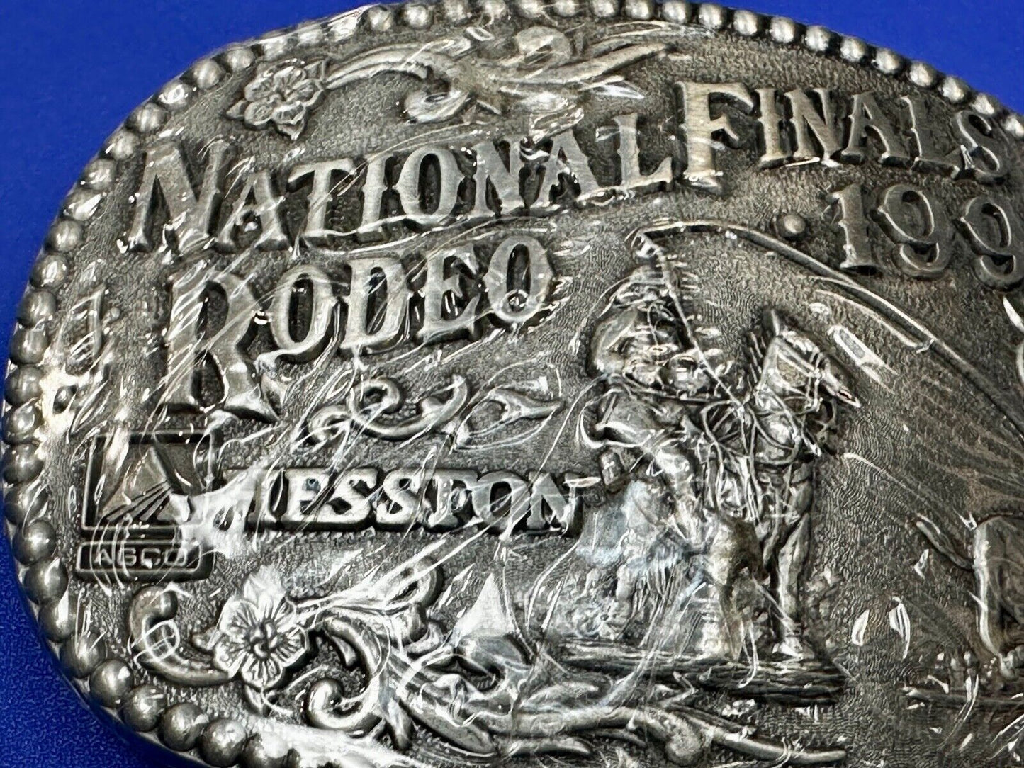 1992 ADM NATIONAL FINALS RODEO ADULT SIZE NFR NOS WESTERN COWBOY BELT BUCKLE