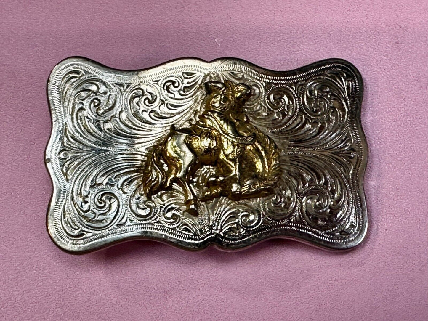 Vintage Cowboy Saddle Bronc small Cowgirls western belt buckle