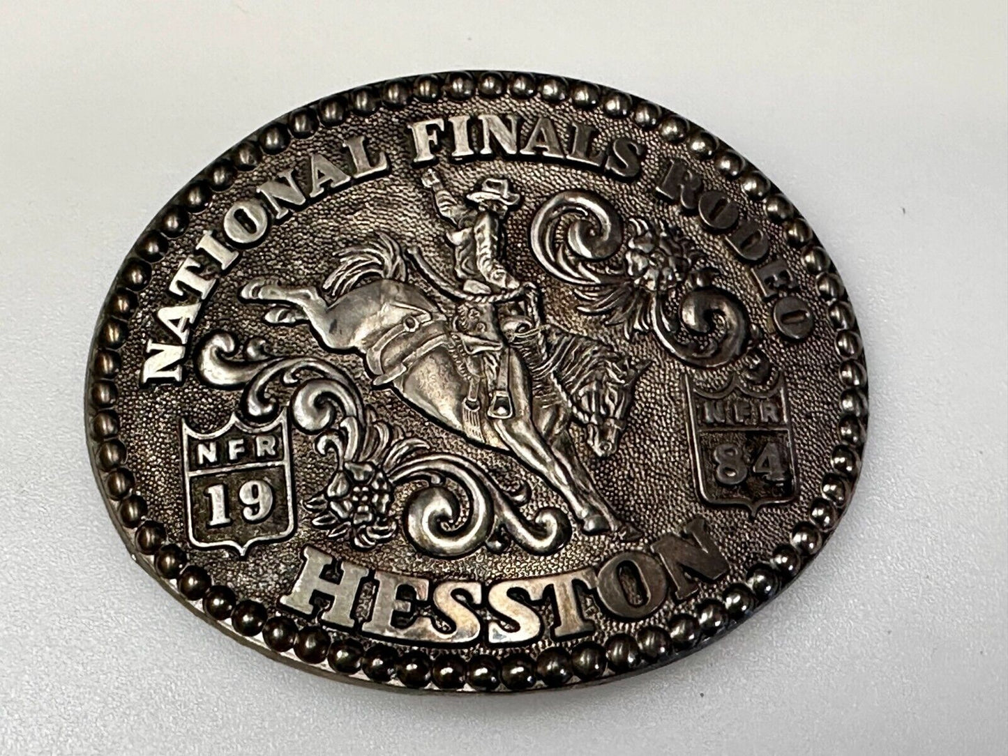 1984 Hesston NFR National Finals Rodeo Cowboys Western Belt Buckle