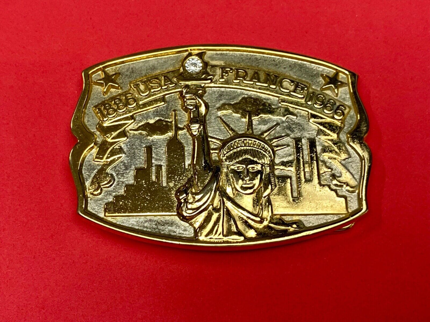 USA and France 100 year 1986 celebration Lady Liberty Hammond Mint belt buckle