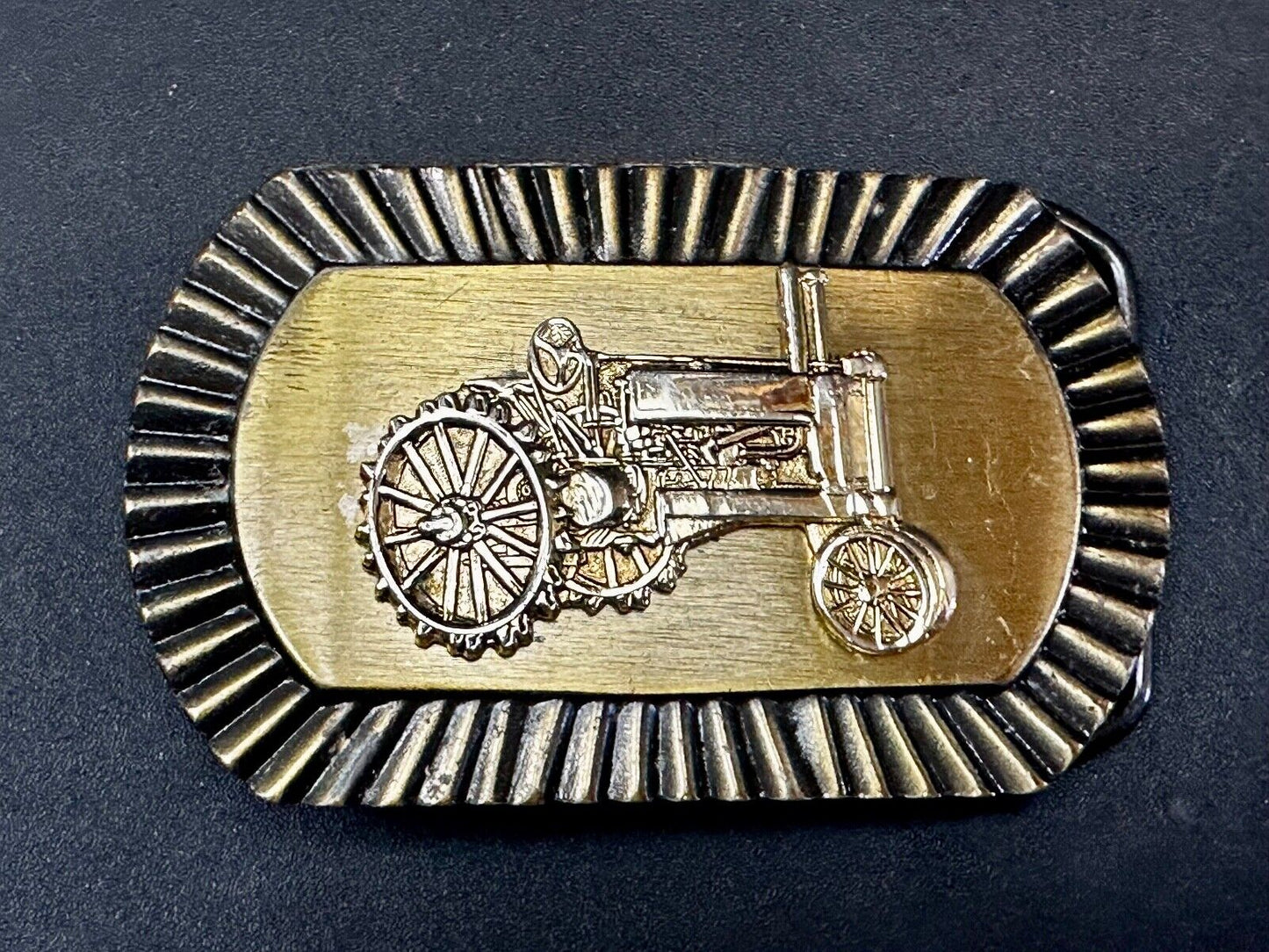 Vintage Farm Tractor Logo Retro Vibe Old Time Belt Buckle