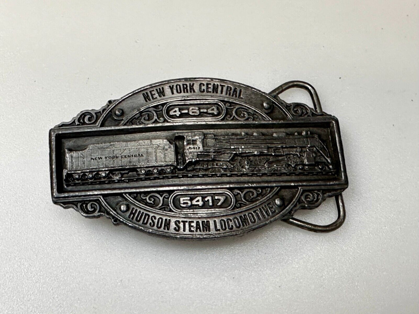 1985 New York Central Hudson Steam Locomotive belt buckle Bergamot Brass Works