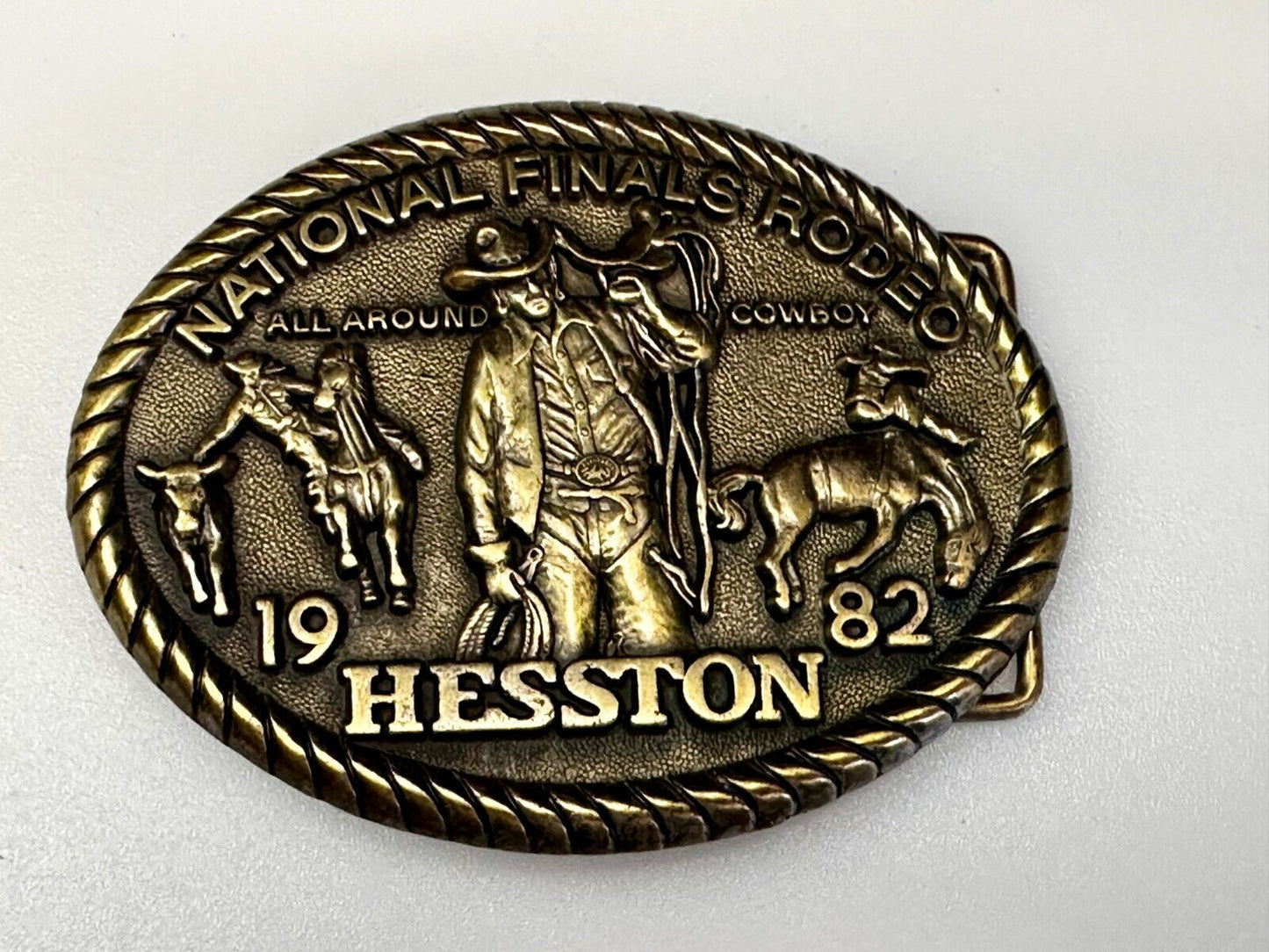 1982 Hesston NFR National Finals Rodeo Cowboys Western Belt Buckle