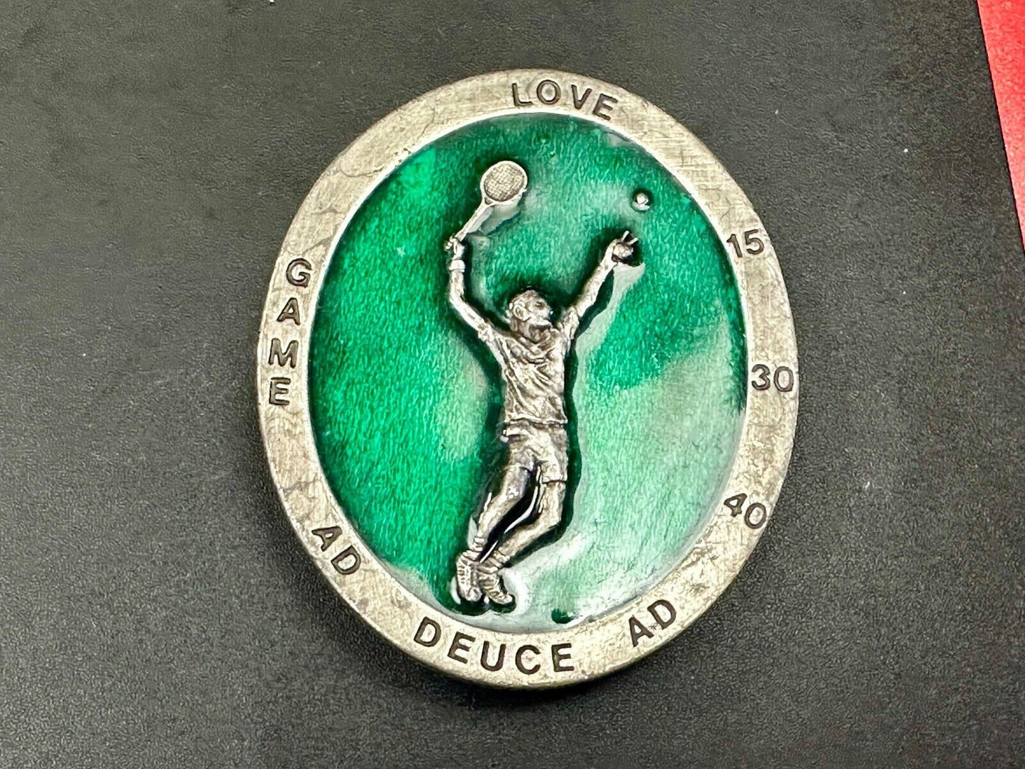 Tennis Match Commemorative Game Ad Deuce Love Vintage 70's Bergamot belt buckle