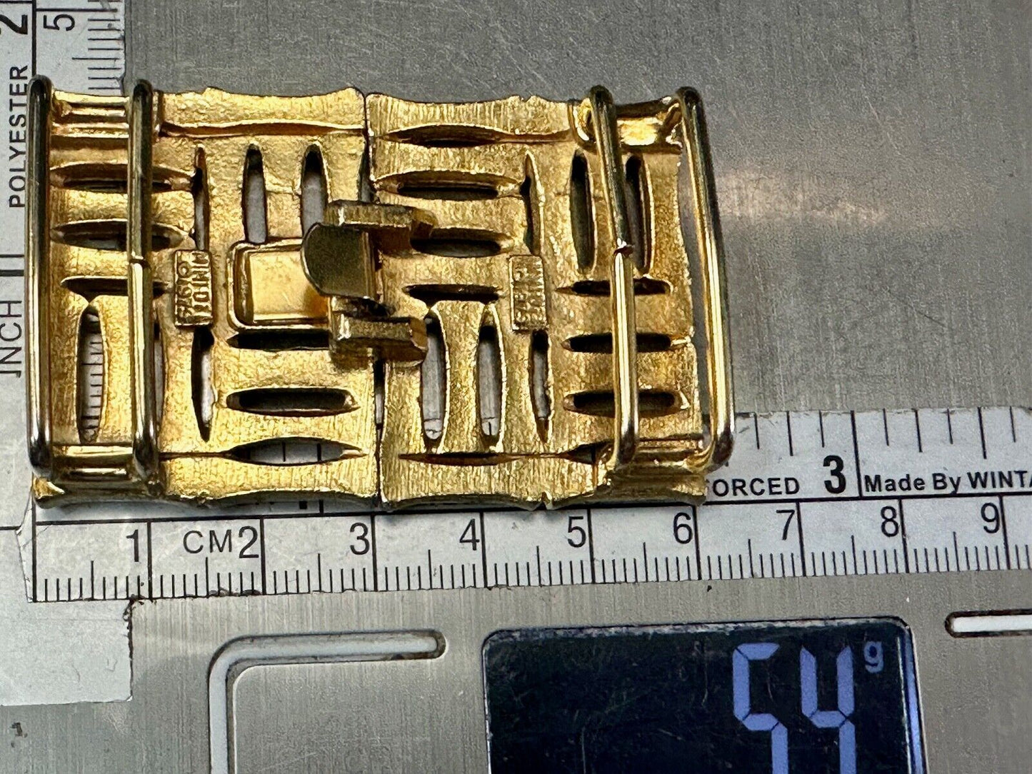 Bamboo Squares Two piece interconnecting vintage belt buckle by Mimi Di N