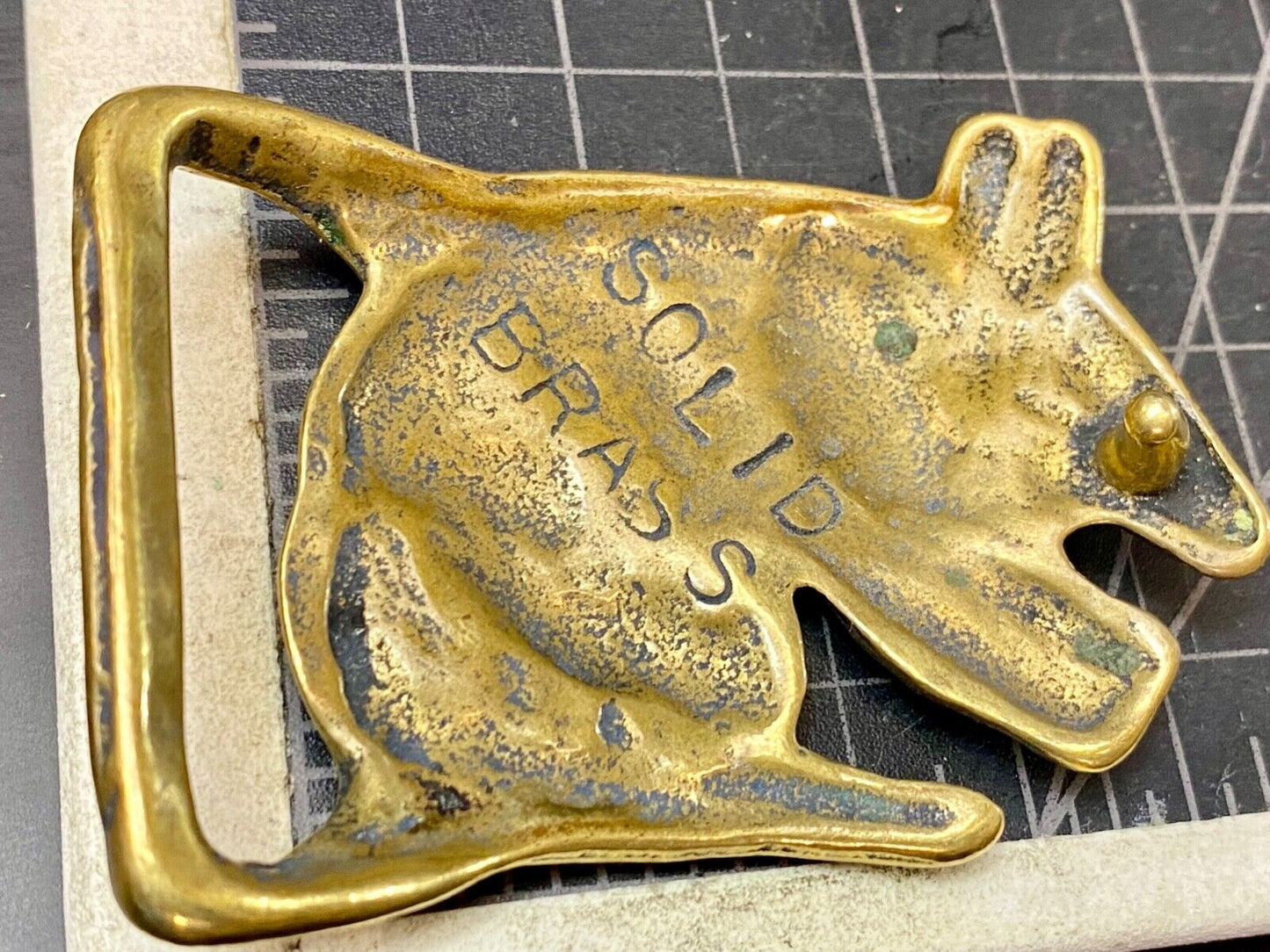 Armadillo Solid Brass Vintage Hippy style Figural Trinity Belt Buckle