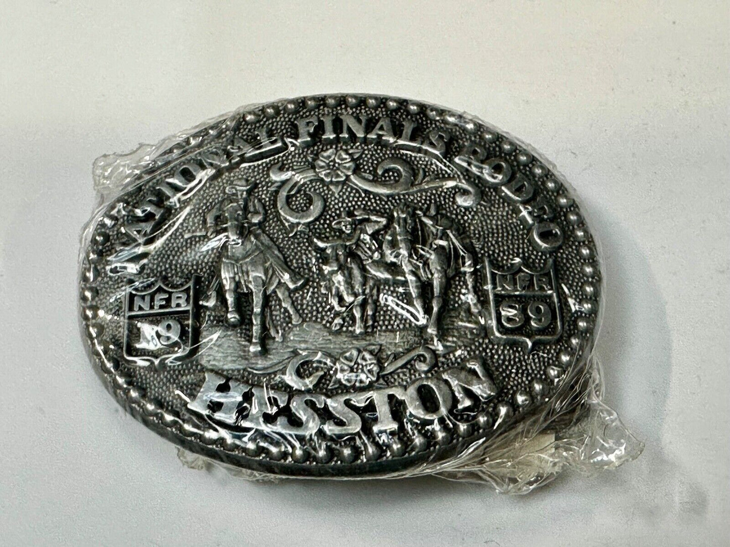 1989 NFR National Finals Rodeo NOS Youth Size Hesston Commemorative Belt Buckle