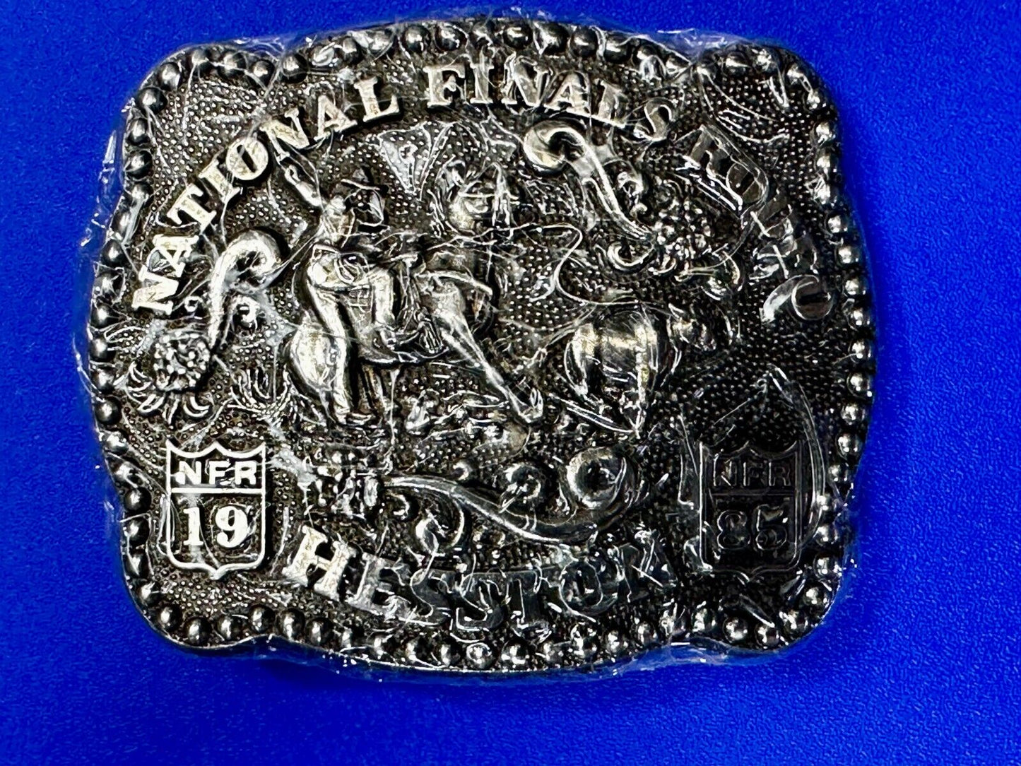 1985 Hesston National Finals Rodeo NFR Rodeo Cowboys NOS Youth Size Belt Buckle