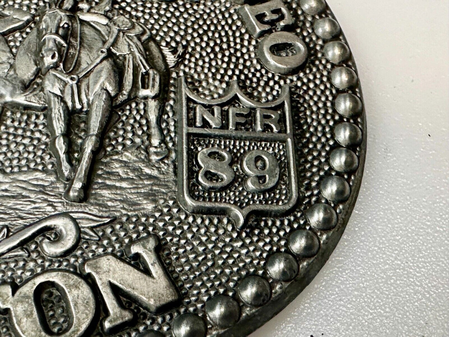 1989 ADM Hesston NFR National Finals Rodeo Cowboys Western Belt Buckle