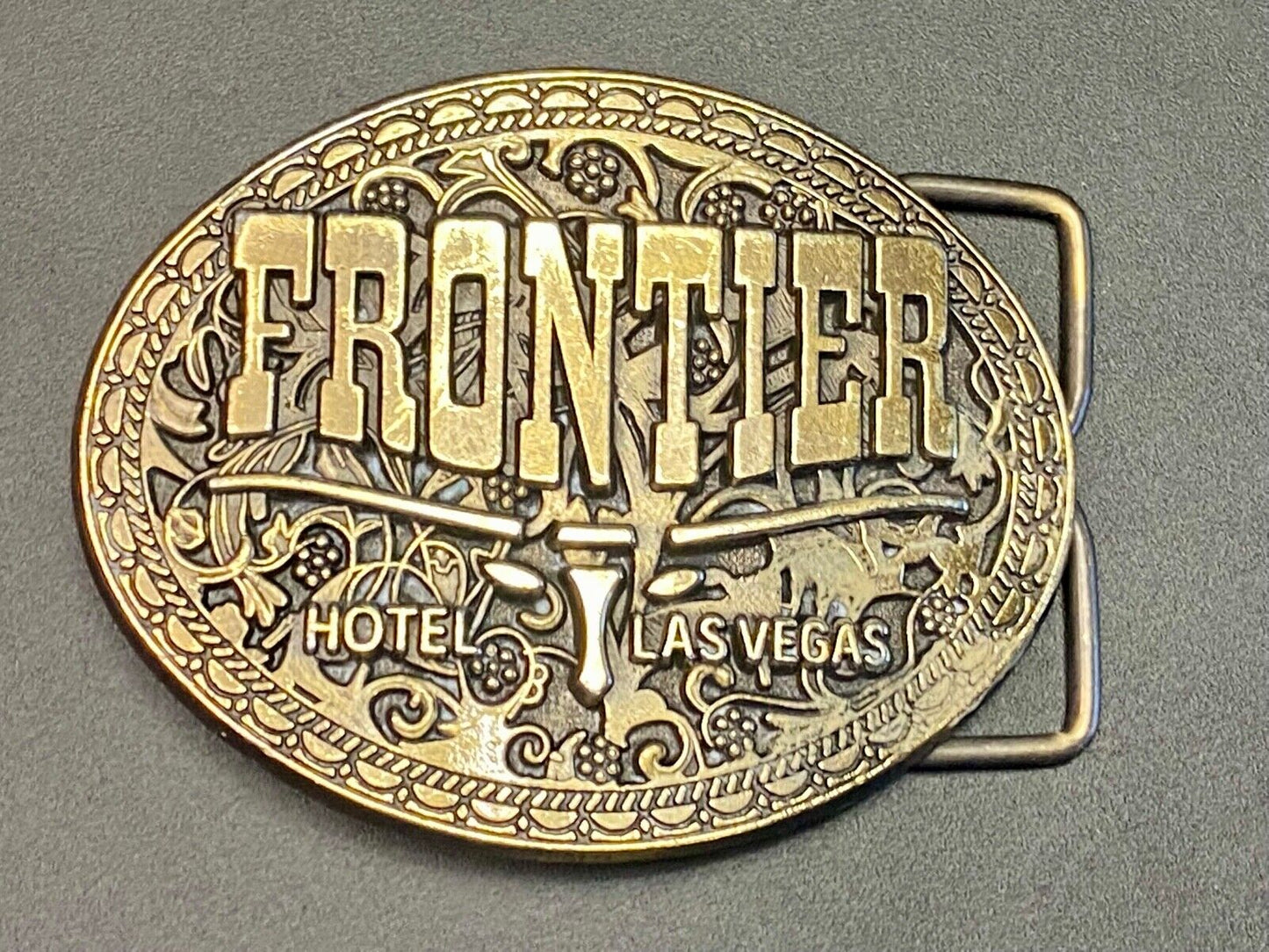 Vintage 80'S Las Vegas "Frontier" Hotel / Casino Western Promotional Belt Buckle