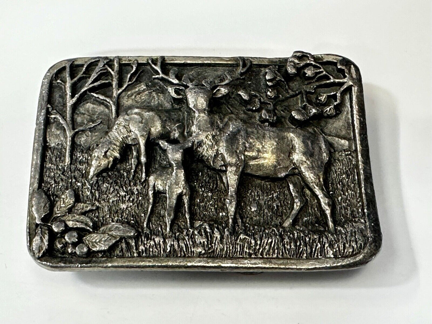 The Elk Deer Family Vintage Wapiti 1982 Wildlife Pewter Belt Buckle by Siskiyou