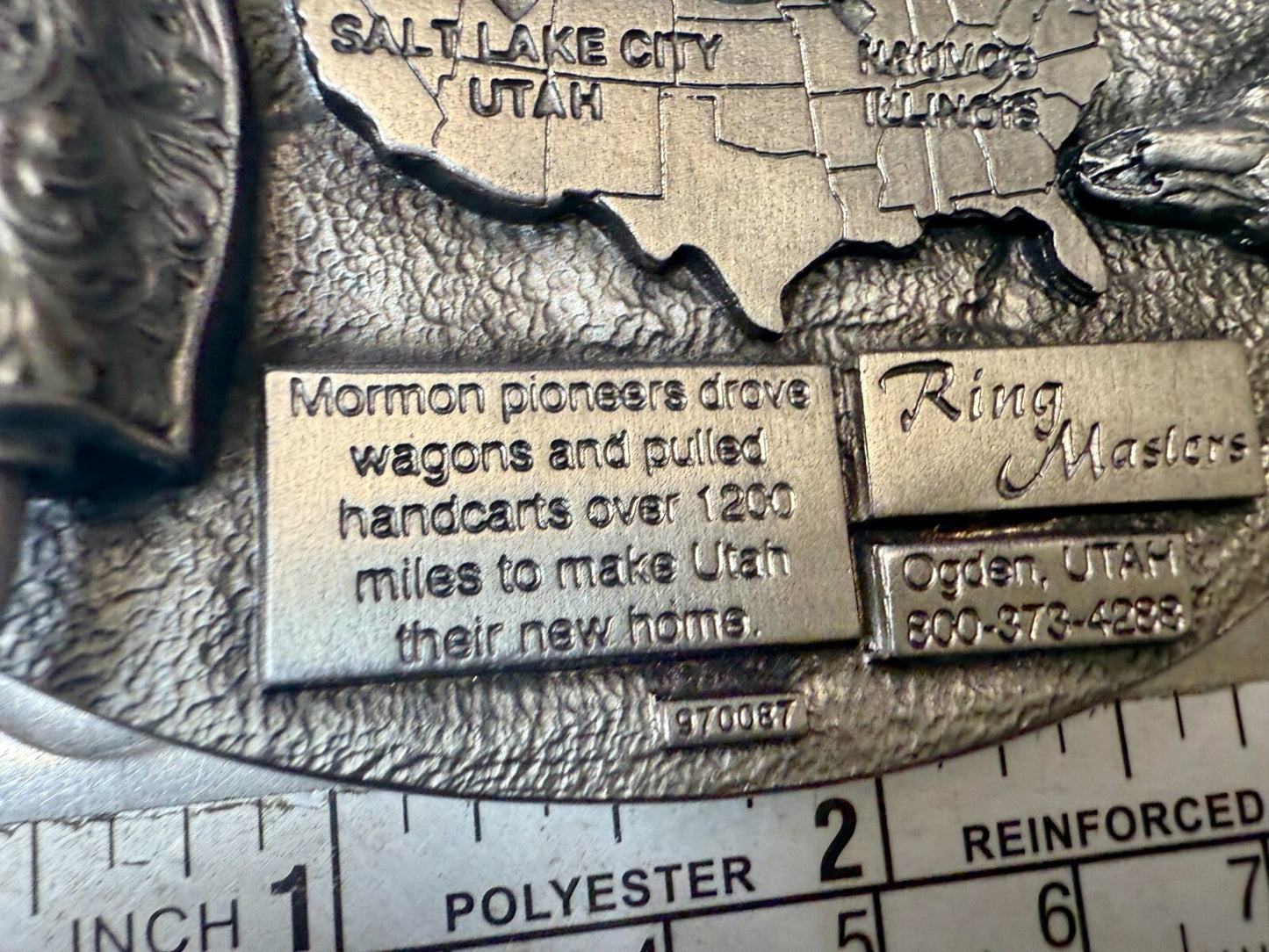 Utah State The Spirit of Pioneering 150 years Vintage Ring Masters Belt Buckle
