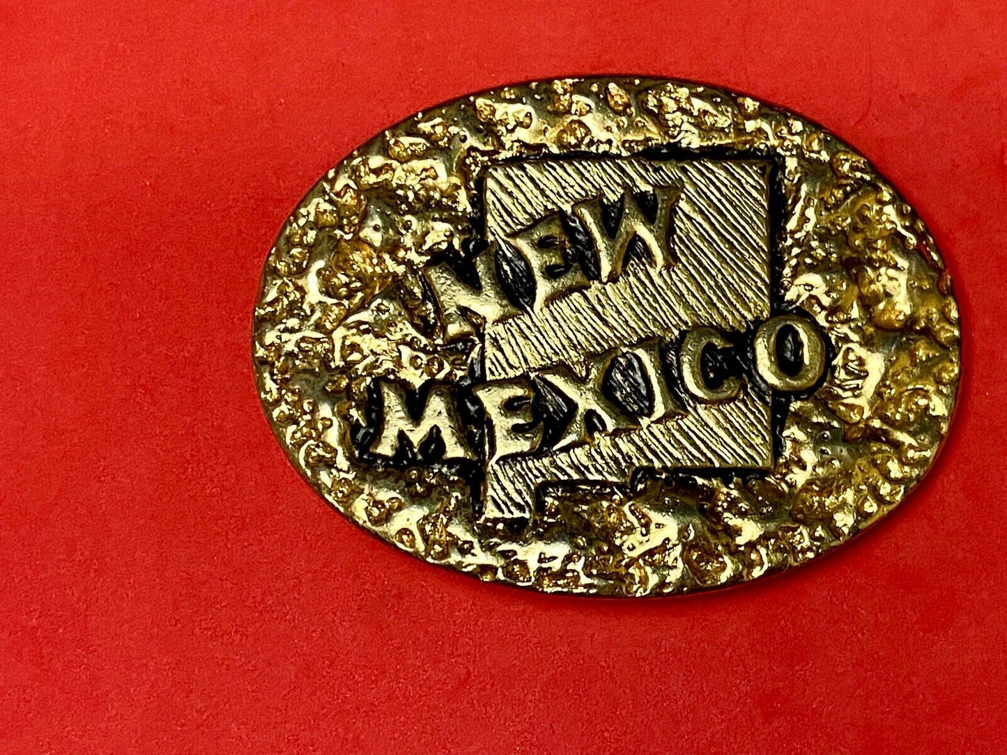 The Great State Of New Mexico Gold Tone Chunky Vintage Belt Buckle
