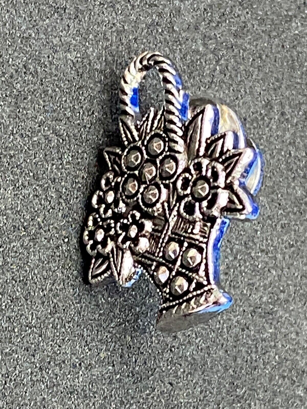 Vintage Avon Basket Of Flowers Silver Tone Enamel Lapel Pin Costume Jewelry