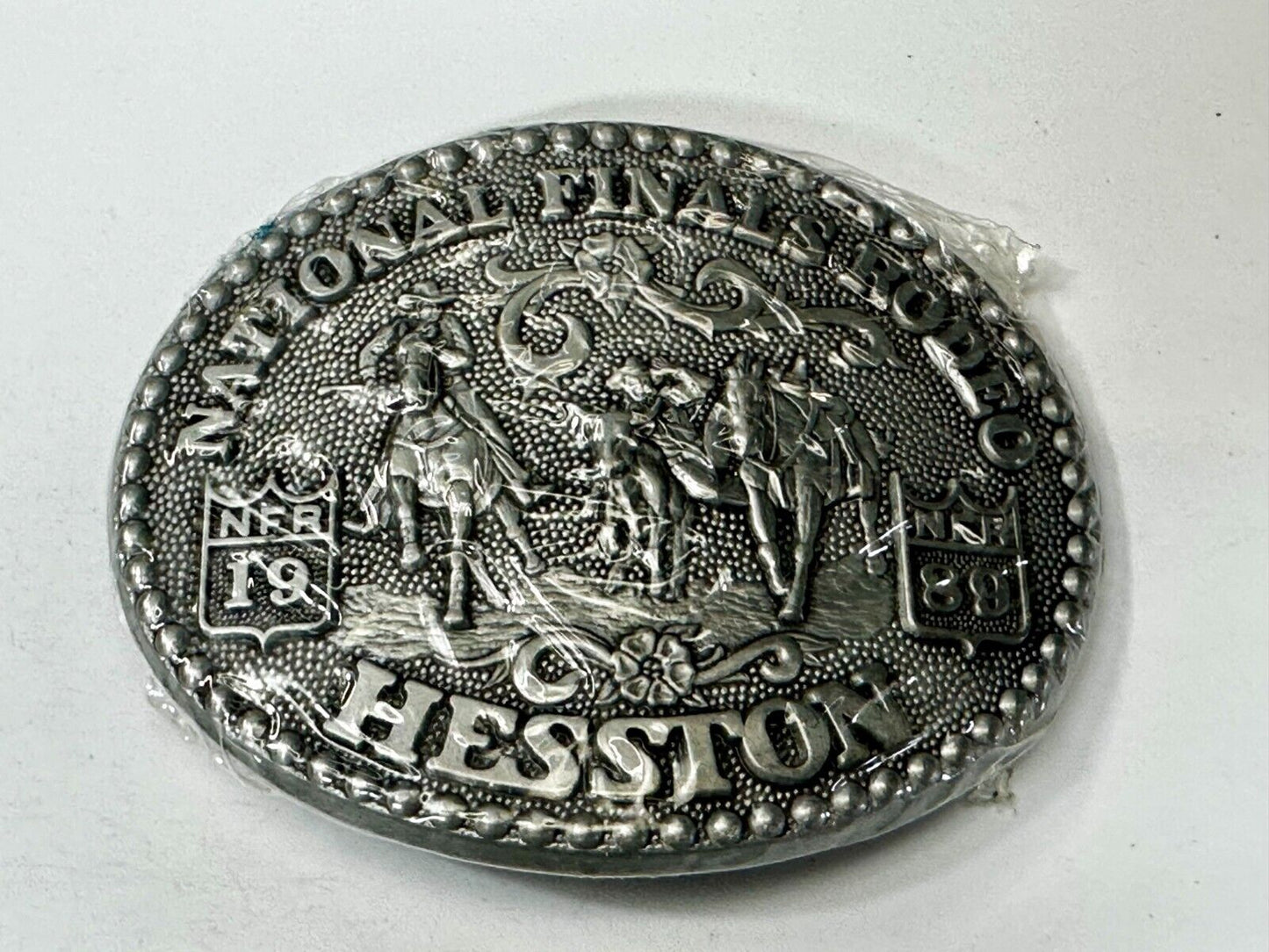 1989 Hesston National Finals Rodeo NFR Cowboys NOS Adult Size Belt Buckle