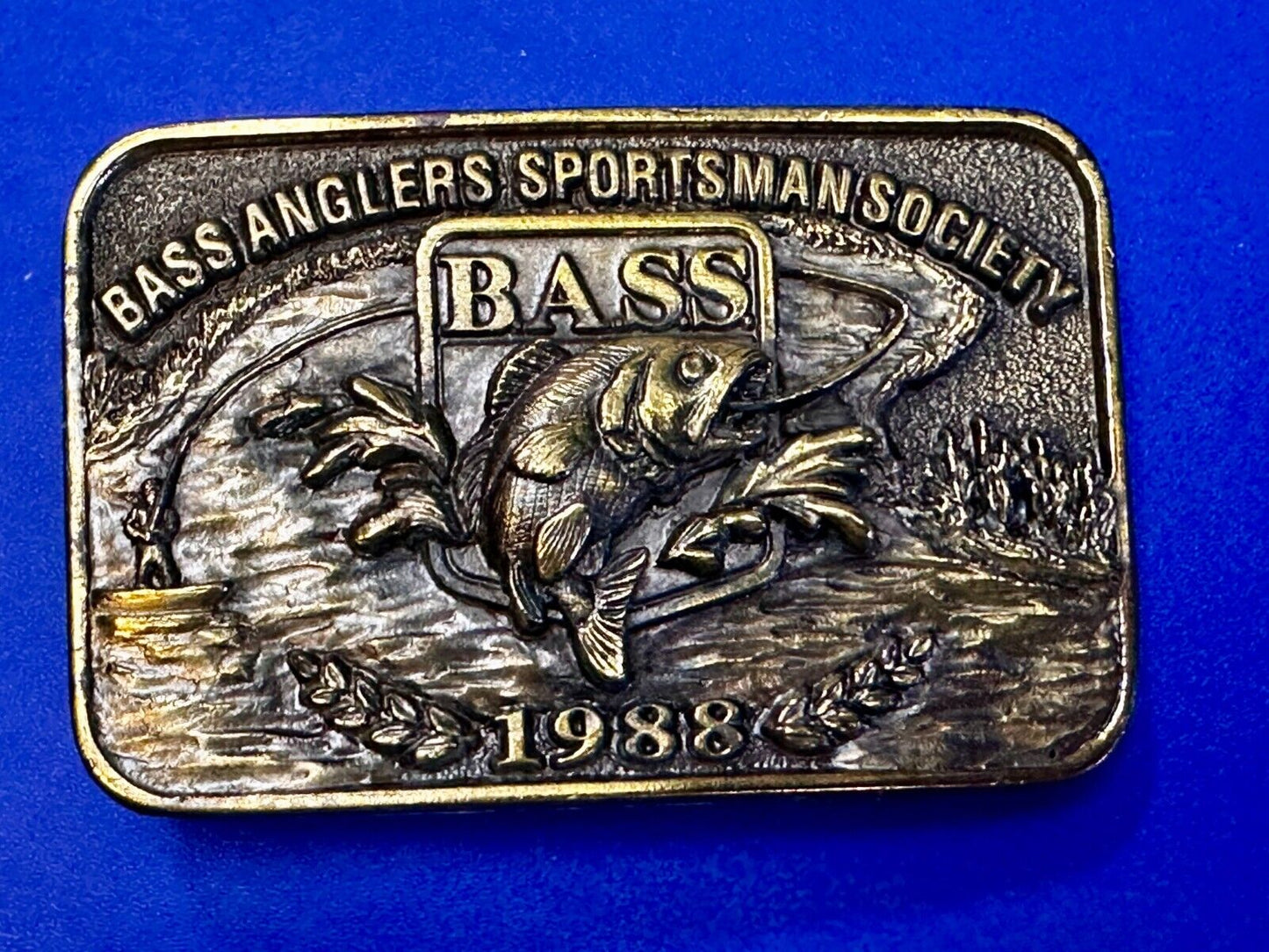 1988 Bass Anglers Sportsman Society Club Great American Belt Buckle