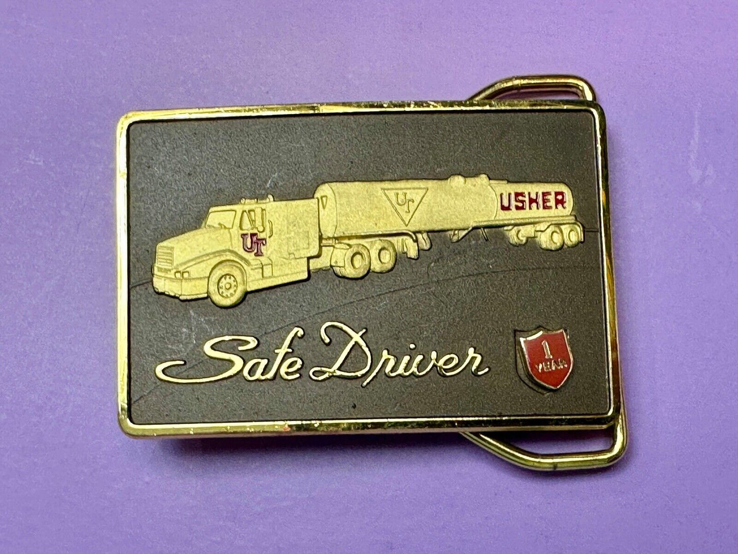 UT Usher Transportation Semi Drivers 1 year pin safety award Belt Buckle