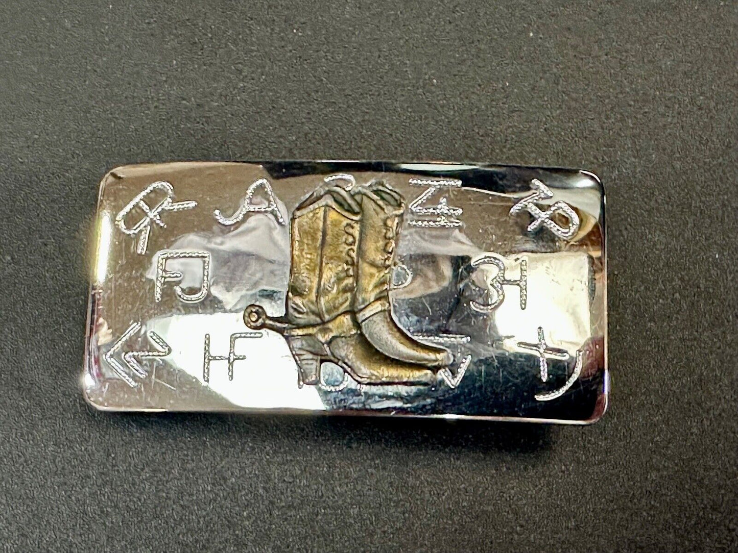 Vintage Chambers Brand Western Cowboy boots & Branding Symbols belt buckle