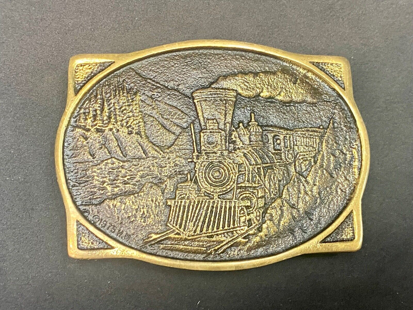 Vintage 1976 American Rr Railroad Solid Brass Train Belt Buckle Heritage Mint
