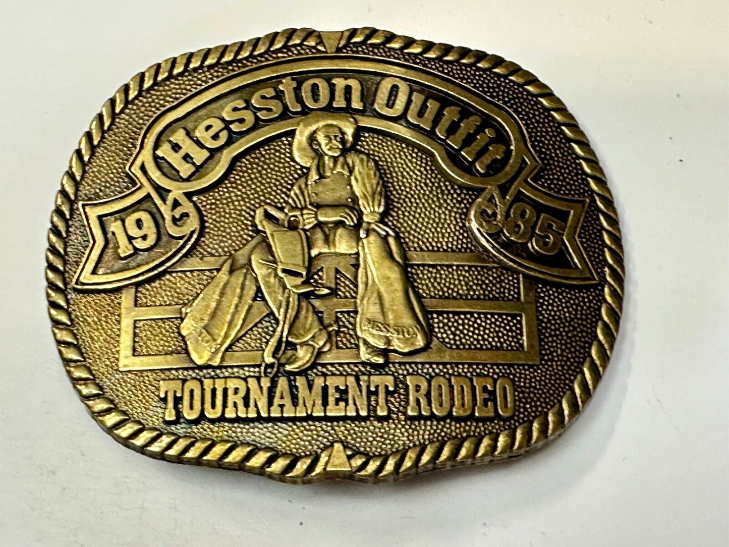 1985 Hesston Outfit Tournament Rodeo Collectors PRCA First edition Belt Buckle