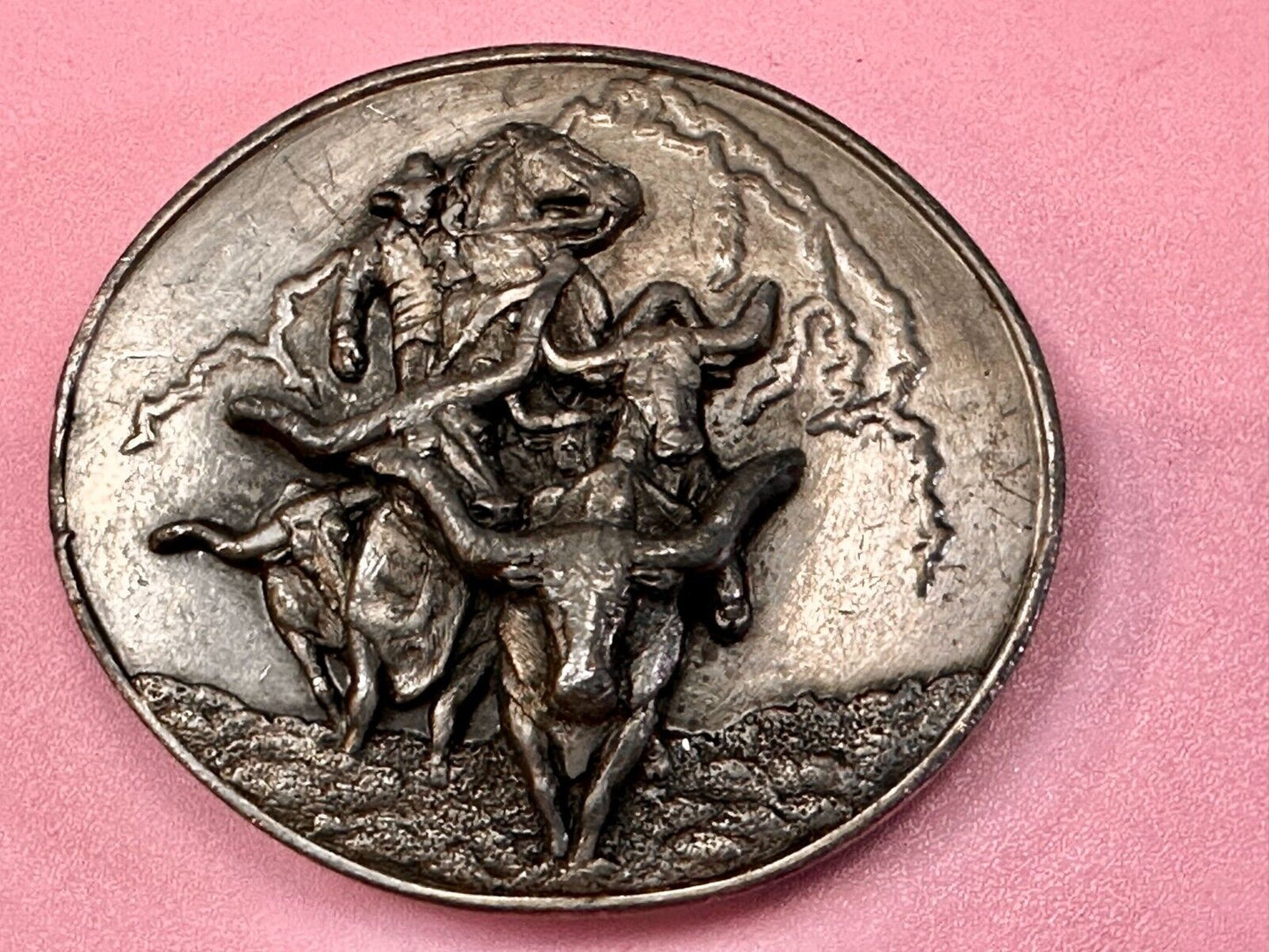The Cattle Drive Vintage 1991 Belt Buckle by Arroyo Grande Buckle Co.