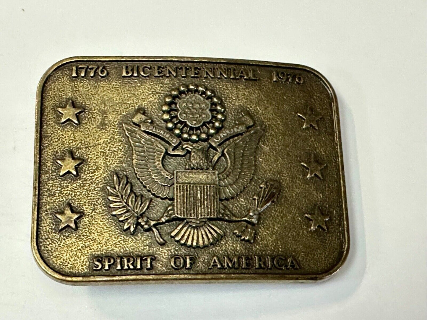 The Spirit of 76 - Patriotic American Eagle Emblem Seal vintage belt buckle