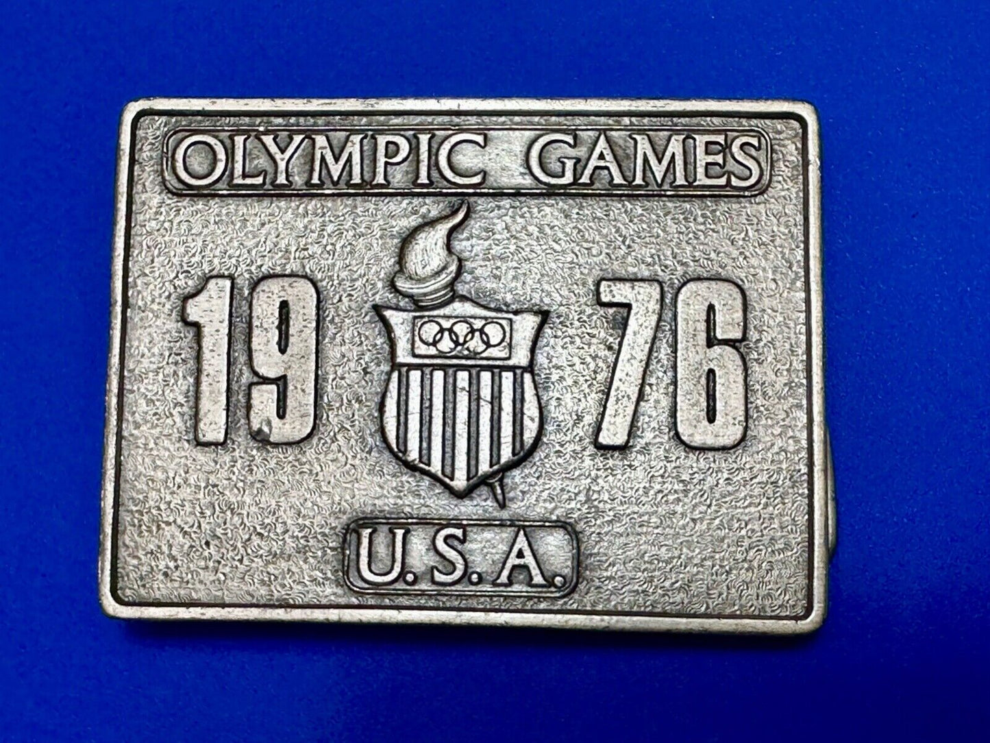 Vintage Bergamot Brass Works USA 1976 Olympic Games Montreal Pewter Belt Buckle