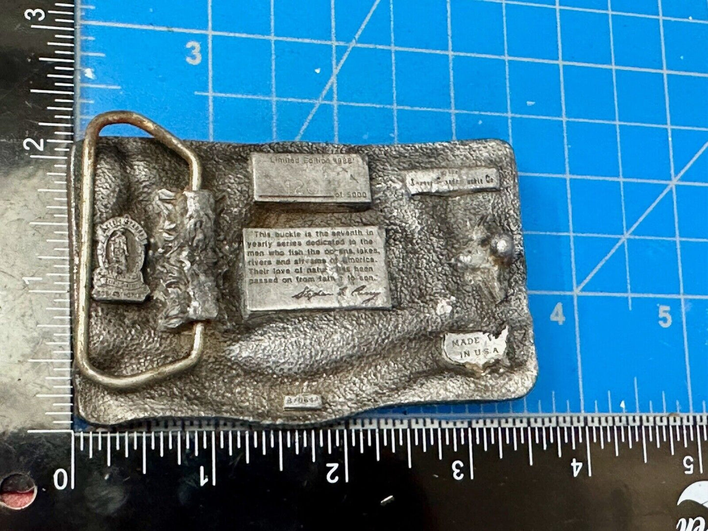 1988 American Fisherman Commemorative Arroyo Grande Fish Sport belt buckle