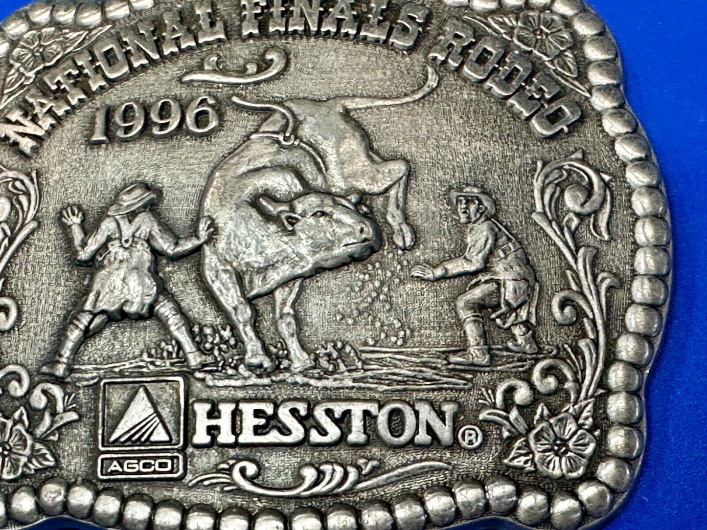 1996 NFR Rodeo Finals Steer Wrestling Cowboy Adult size belt buckle