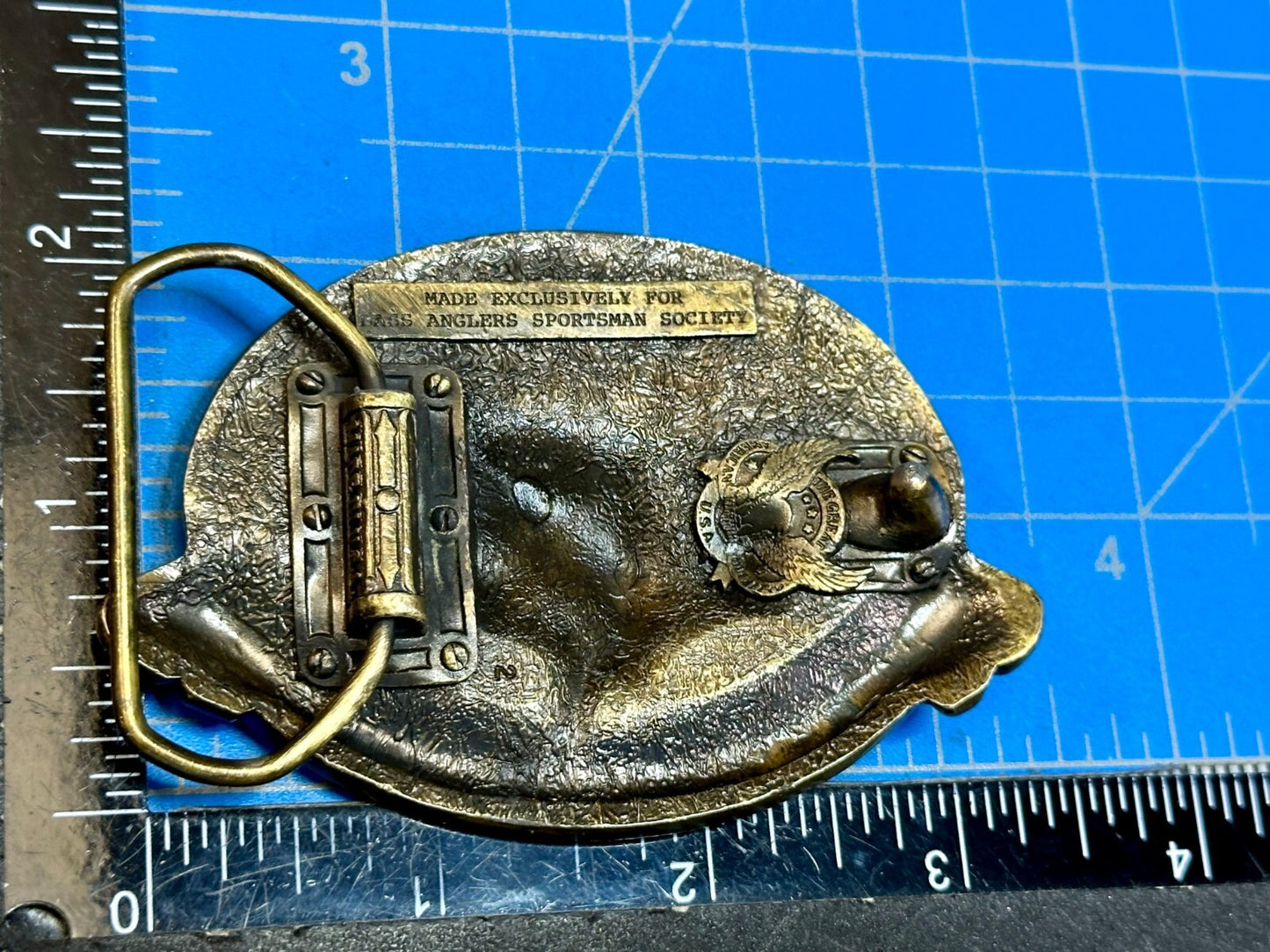 BASS Anglers Sportsman Society LIFE MEMBER Brass Tone Great American Belt Buckle