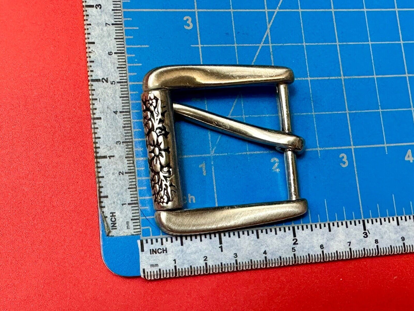 unique rolling end flower theme silver tone replacement belt buckle