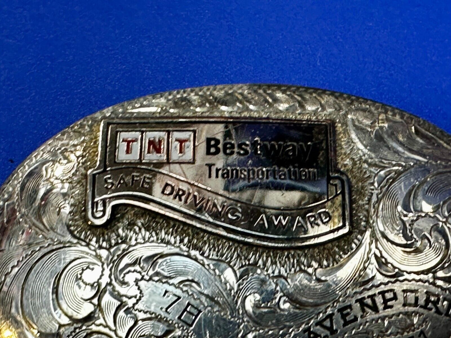 TNT Bestway Transportation Safe Driving Award Belt Buckle by BK Silversmiths