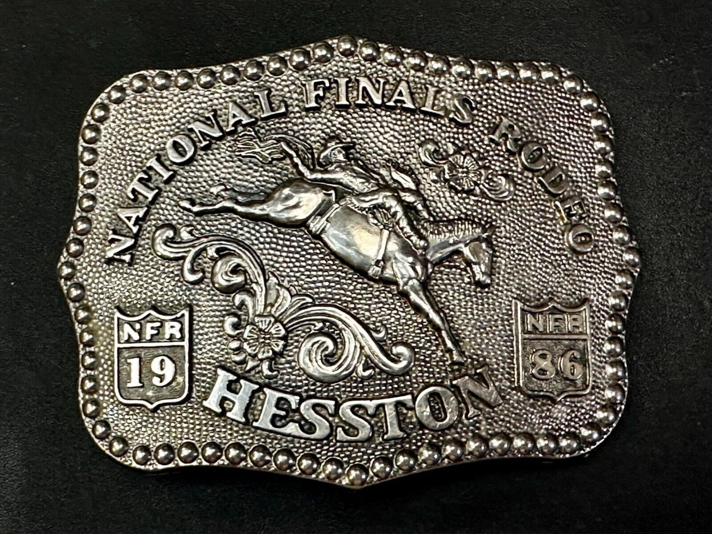 1986 Hesston National Finals Rodeo NFR Rodeo Cowboys NOS Western Belt Buckle