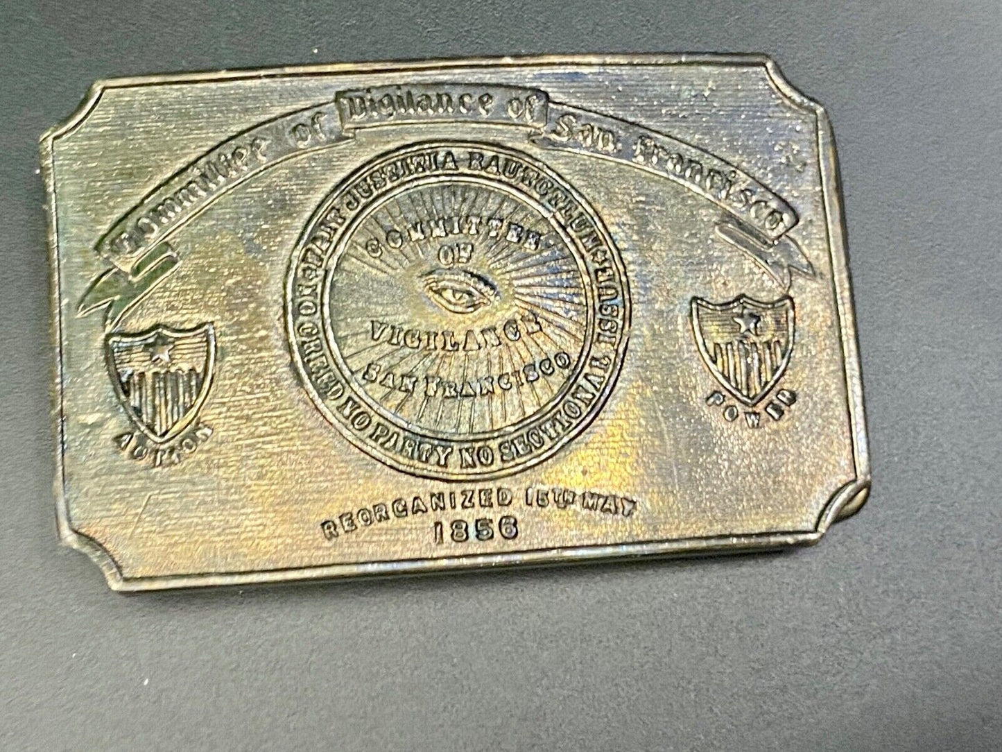 VINTAGE 70s COMMITTEE OF VIGILANCE, SAN FRANCISCO CA BELT BUCKLE WY Studio Art