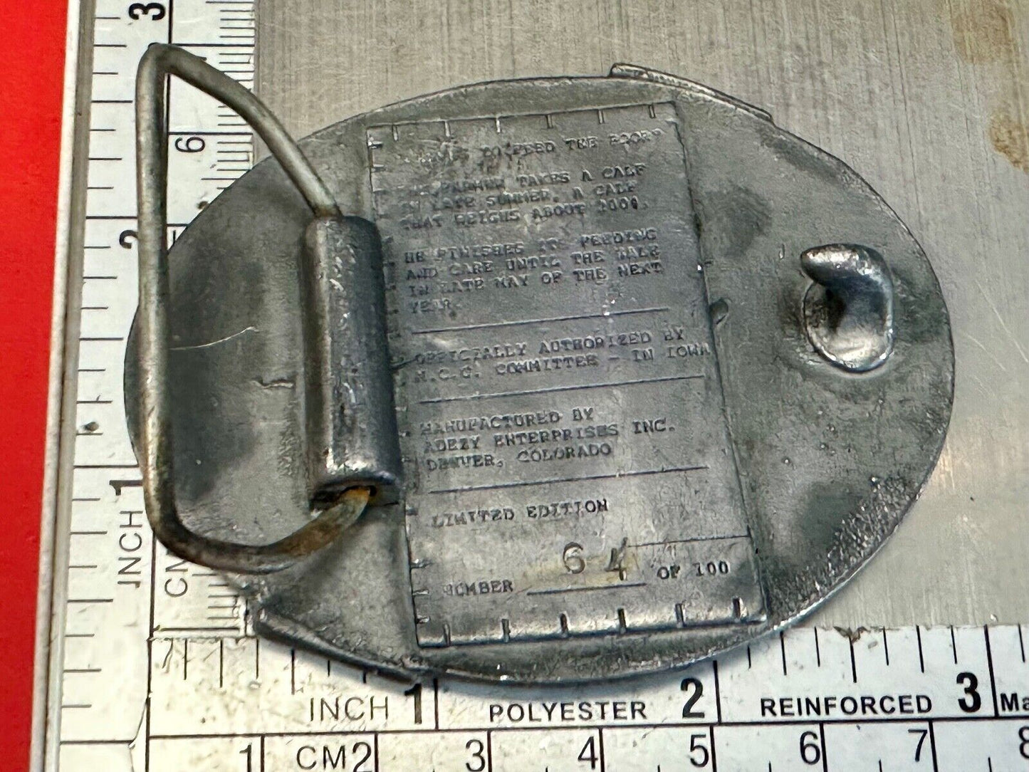 1990 Iowa MCC rebuff sale- Feed Calf to feed the poor belt buckle