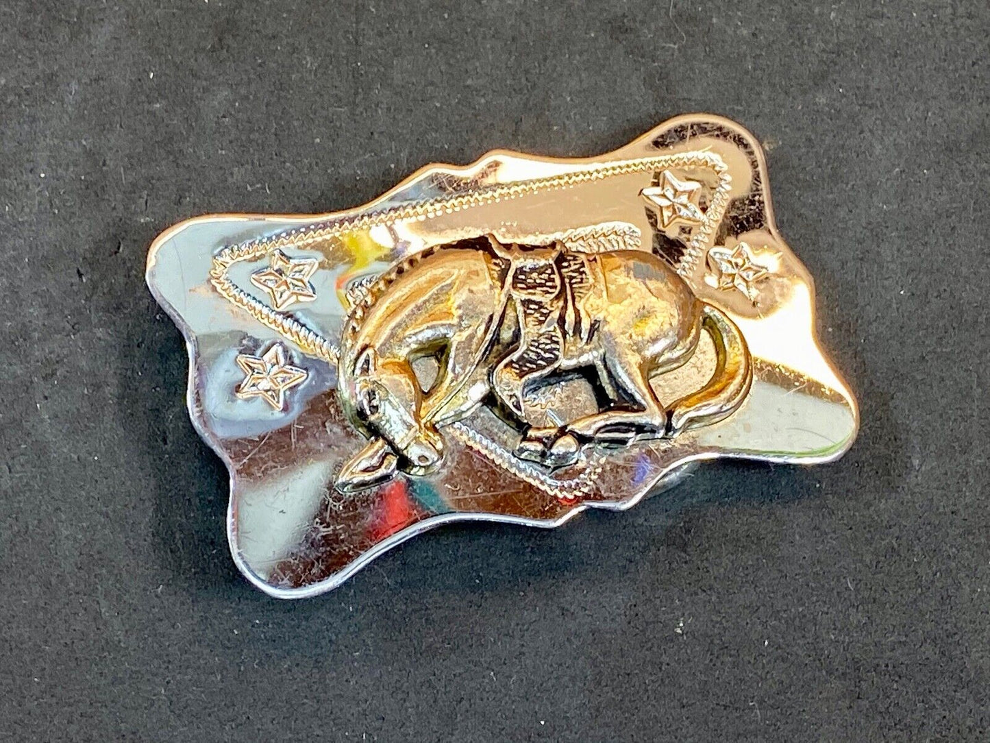 Vintage Knelling End Of The Trail Saddle Horse Western Star Belt Buckle