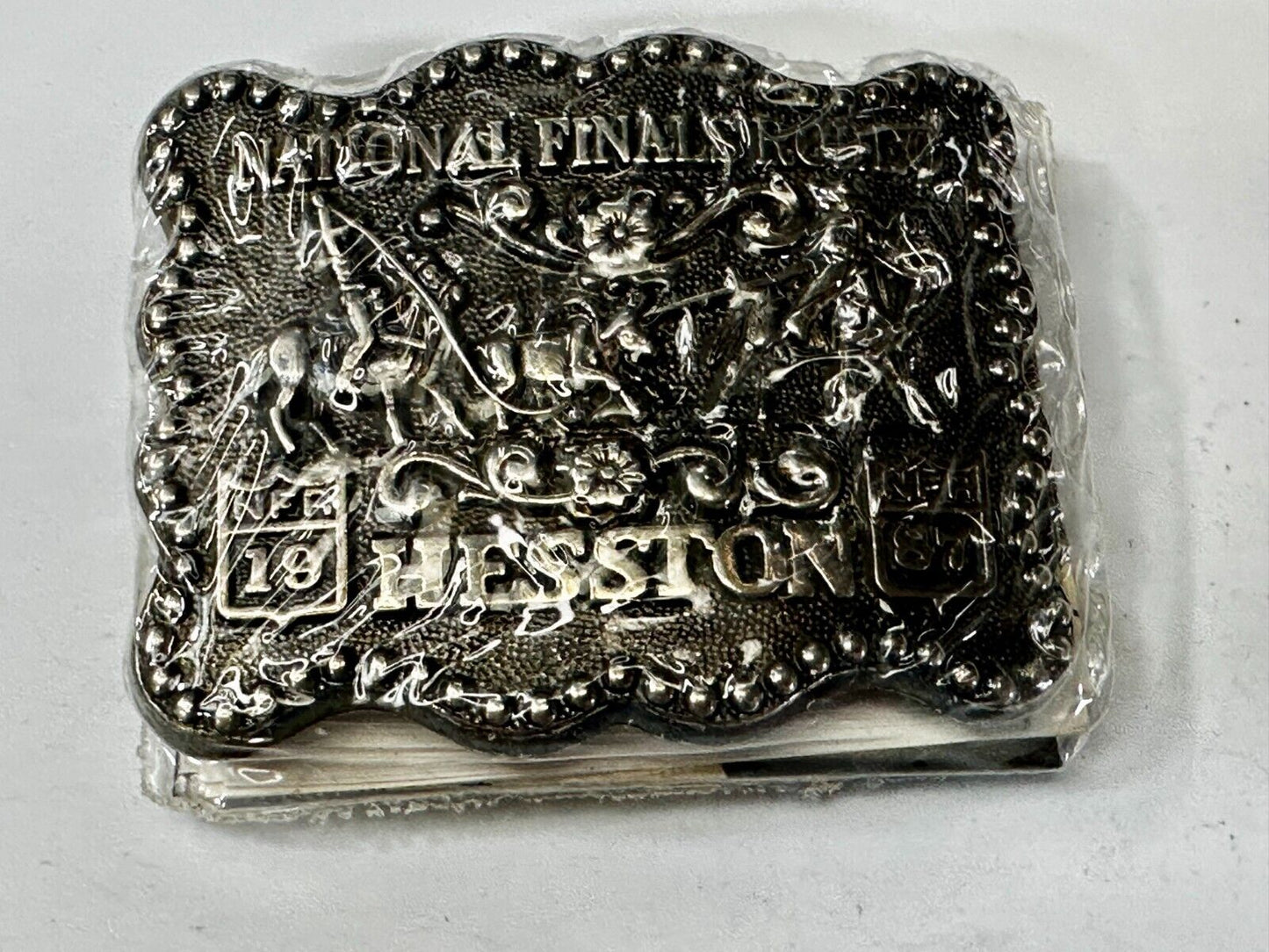 1987 Hesston National Finals Rodeo NFR Rodeo Cowboys NOS Western Belt Buckle
