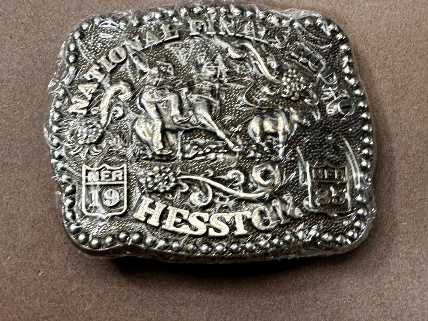 1985 Hesston National Finals Rodeo NFR Rodeo Cowboys NOS Youth Size Belt Buckle