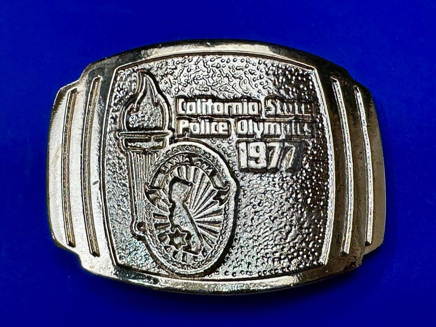Vintage California State Police Olympics 1977 belt buckle