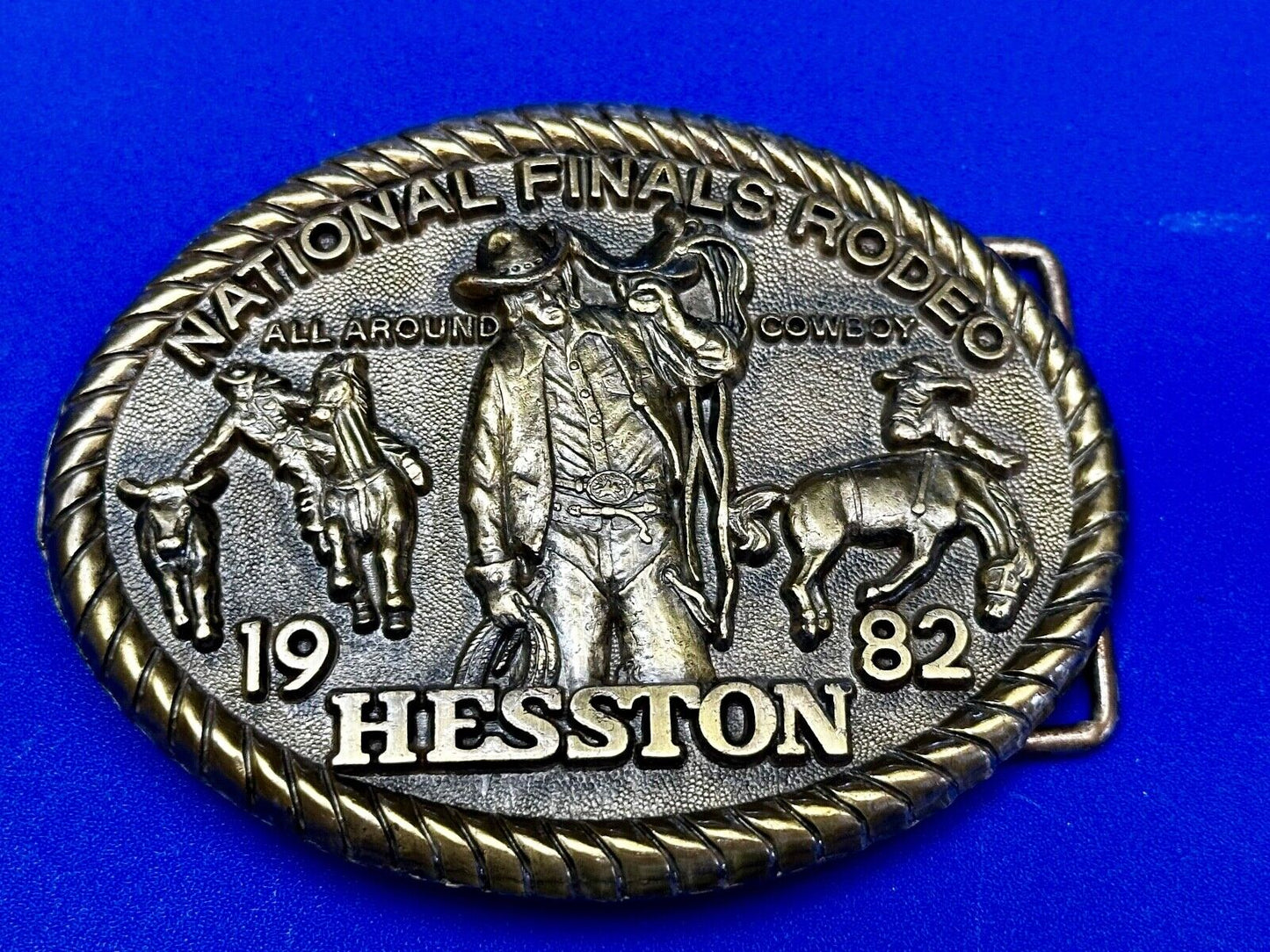 1982 Hesston NFR All Around Cowboy National Finals Rodeo Belt Buckle