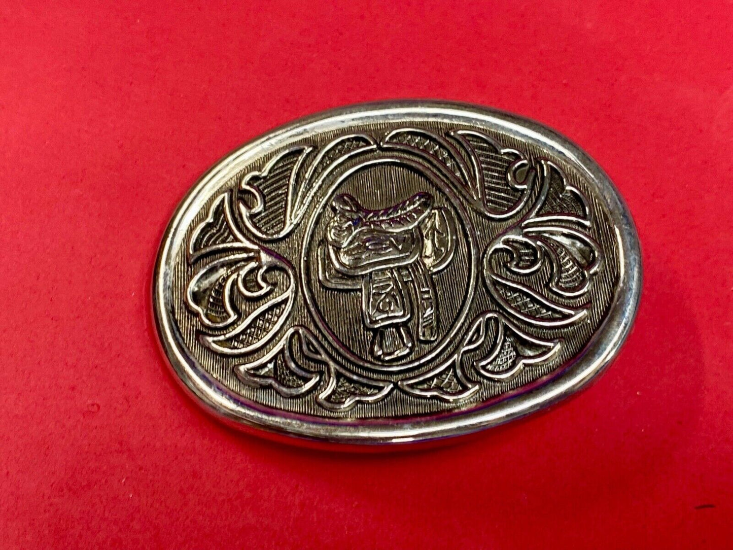 Avon Silver colored Western Saddle Belt Buckle For Any Belt up to 1 1/2 inches
