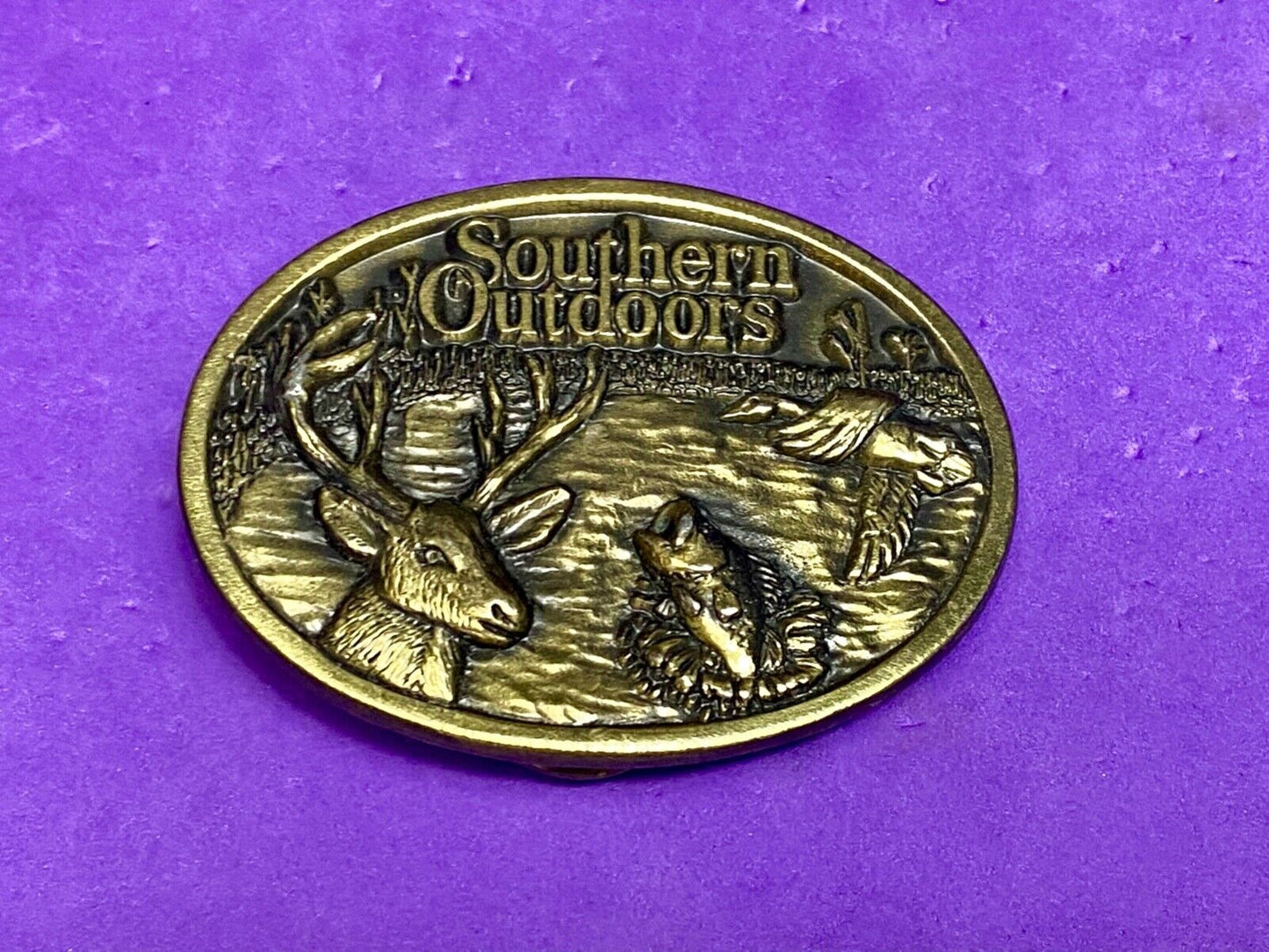 Vintage 1986 **Southern Outdoors Magazine** Commemorative Belt Buckle