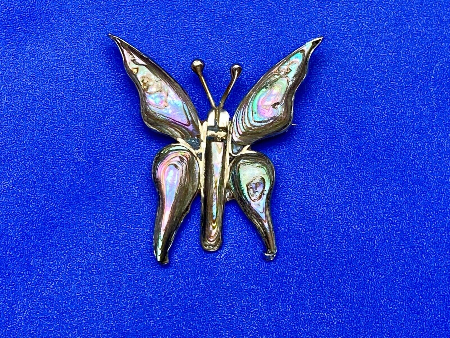 Vintage Butterfly Sterling Silver 925 Brooch Pin Mother Of Pearl Abalone Mexico